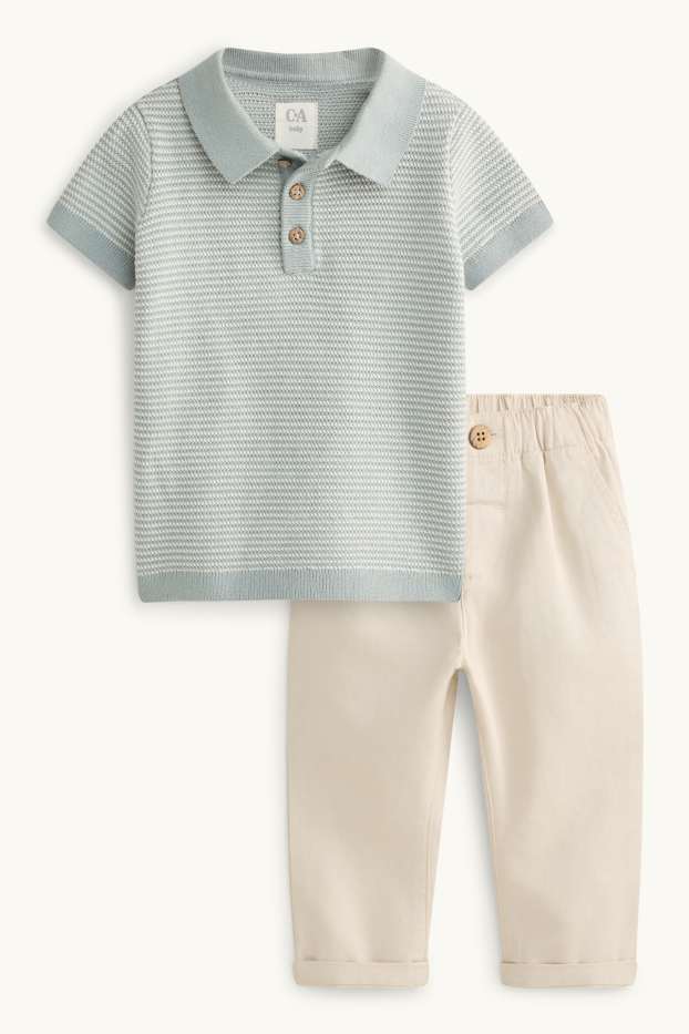 Baby: jongens - Baby-outfit - 2-delig - grijs / beige