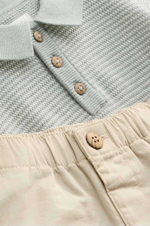 Baby: jongens - Baby-outfit - 2-delig - grijs / beige