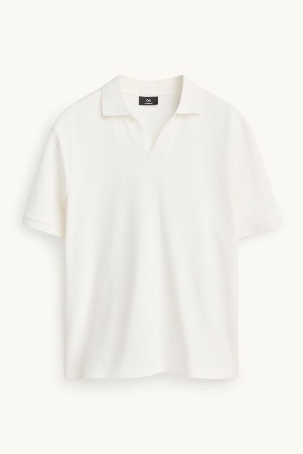 Heren - Poloshirt - relaxed fit - met structuur - wit