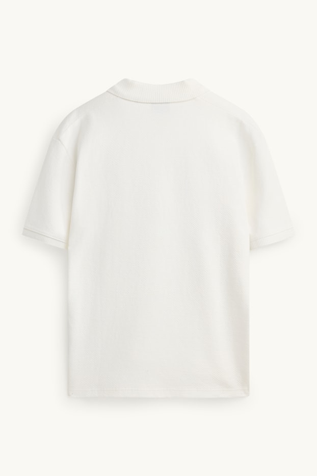 Heren - Poloshirt - relaxed fit - met structuur - wit