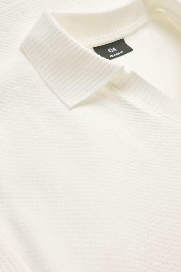 Heren - Poloshirt - relaxed fit - met structuur - wit
