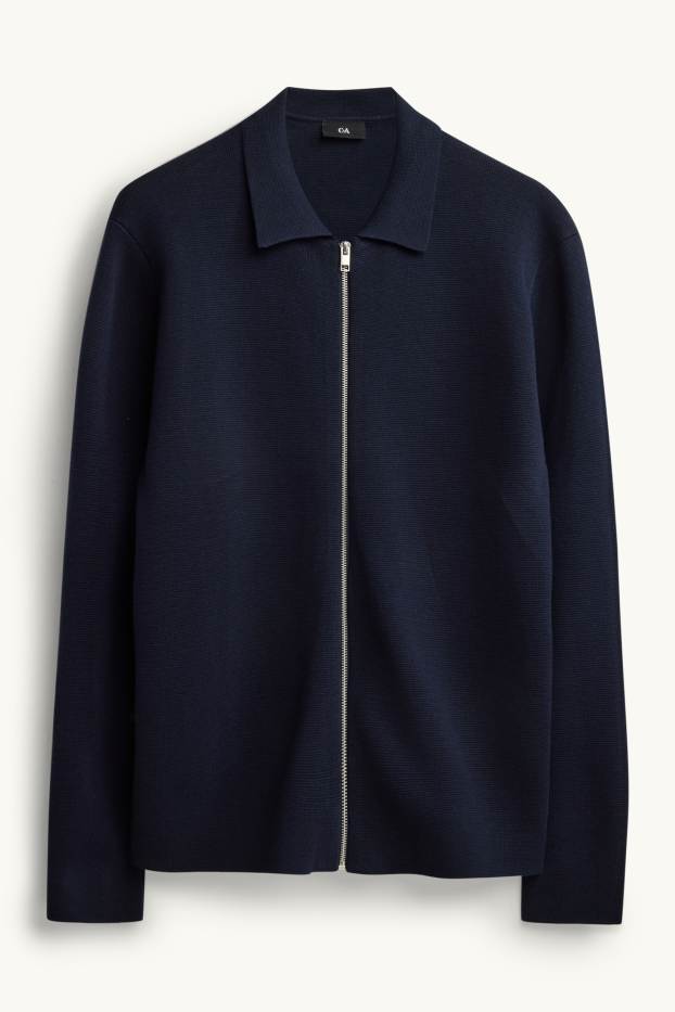Herren - Strickjacke - strukturiert - dunkelblau