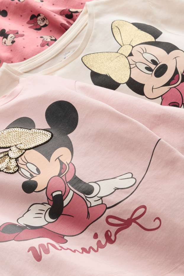 Copii - Fete - Multipack 3 buc. - Minnie Mouse - tricou cu mânecă lungă - alb / roz