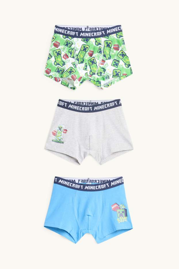 Kinder Jungen - Multipack 3er - Minecraft - Boxershorts - blau / grau