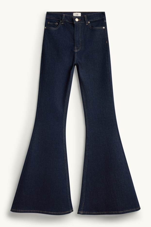Femei - Flared jeans - talie medie - denim-albastru închis