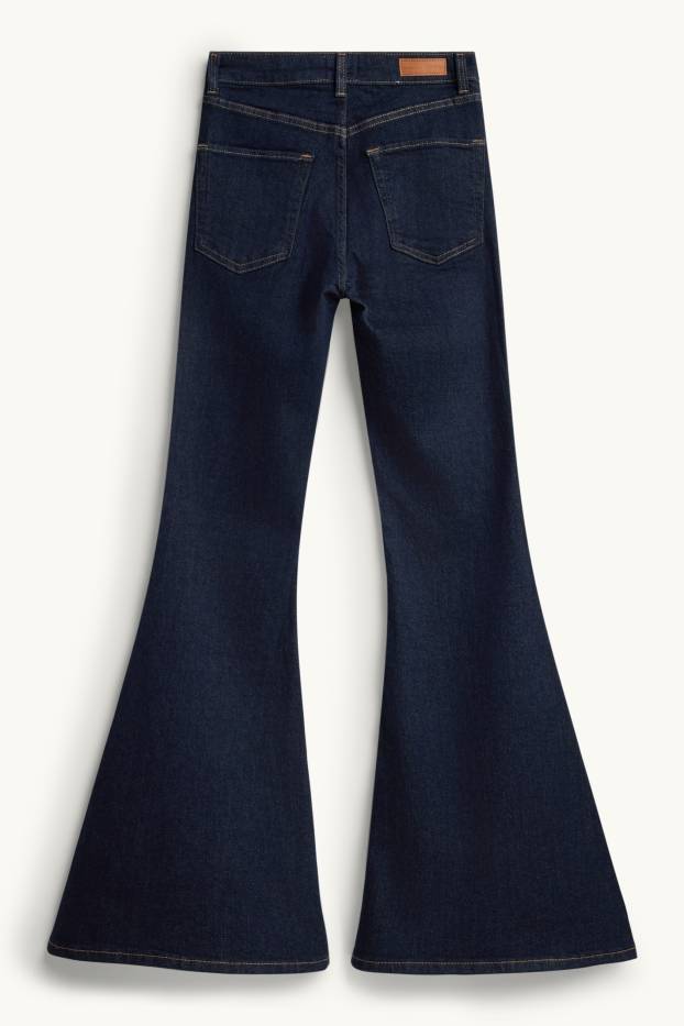 Femei - Flared jeans - talie medie - denim-albastru închis