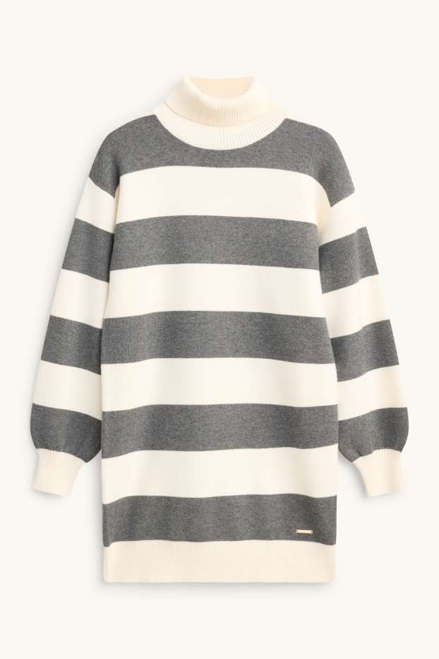 Copii - Fete - Rochie din tricot - cu dungi - gri / bej