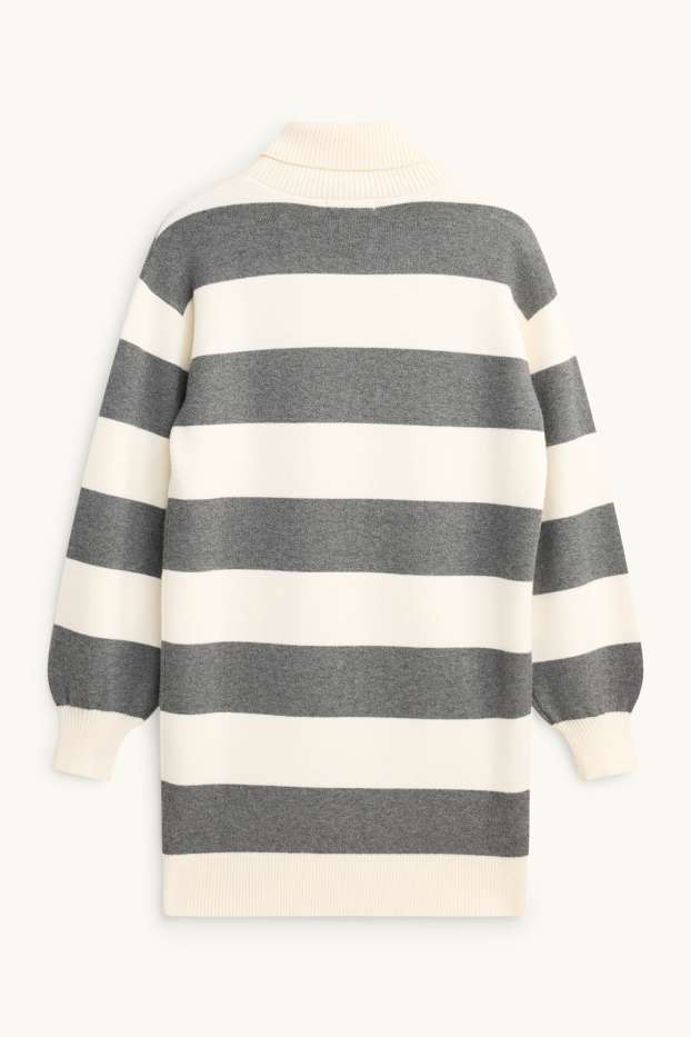 Copii - Fete - Rochie din tricot - cu dungi - gri / bej