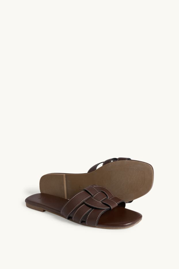 Donna - Sandali - similpelle - marrone scuro