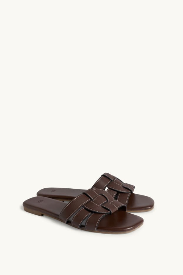Donna - Sandali - similpelle - marrone scuro