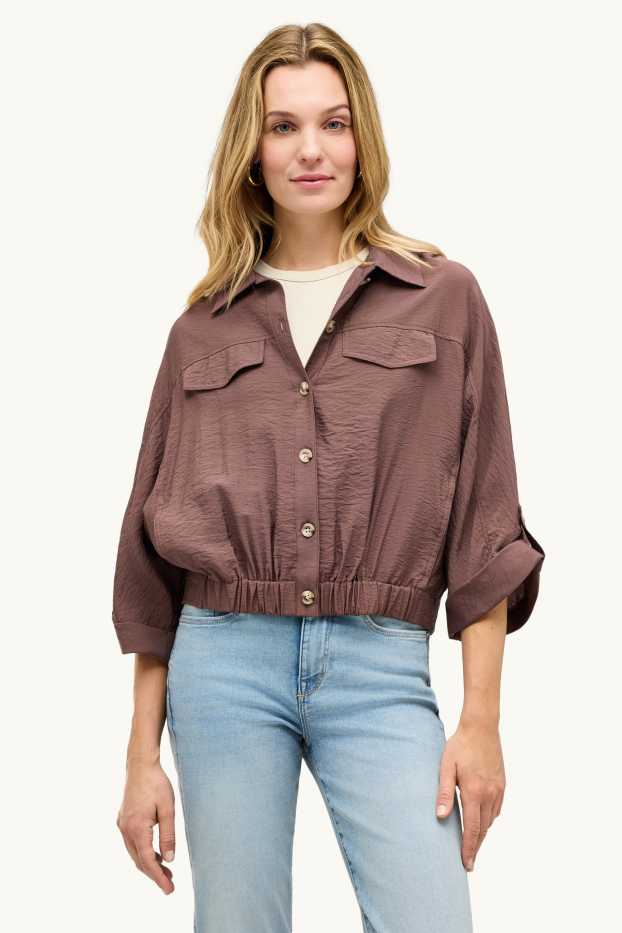 Women - Cropped blazer - brown
