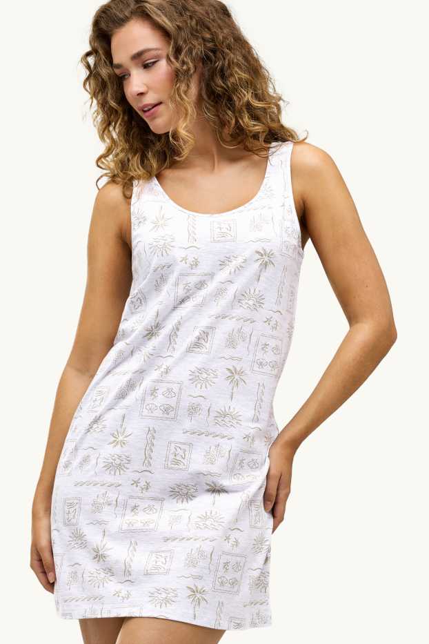 Women - Nightdress - patterned - white