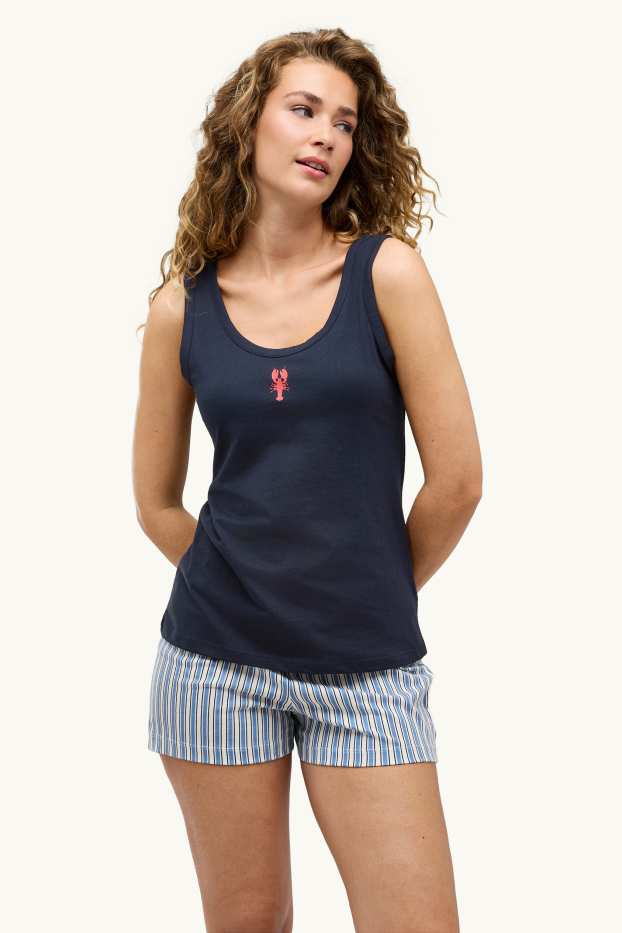 Damen - Shorty-Pyjama - blau / hellblau