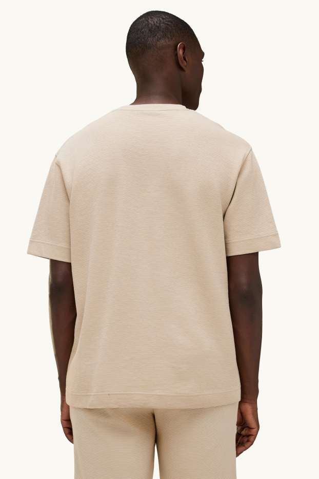 Bărbați - Tricou - relaxed fit - reiat - bej