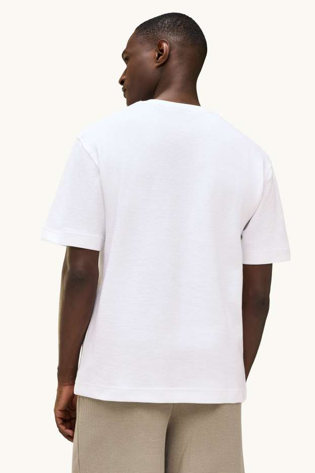 Men - T-shirt - relaxed fit - ribbed - white
