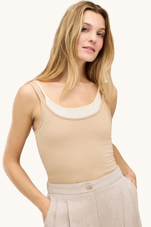 Dona - Top - look 2 en 1 - beix