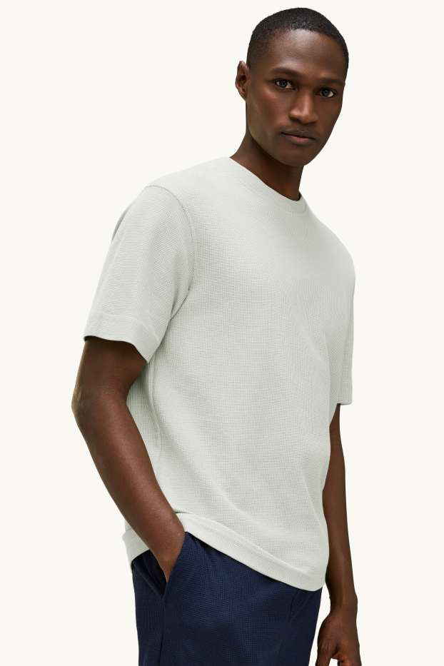 Herren - T-Shirt - Relaxed Fit - strukturiert - mintgrün