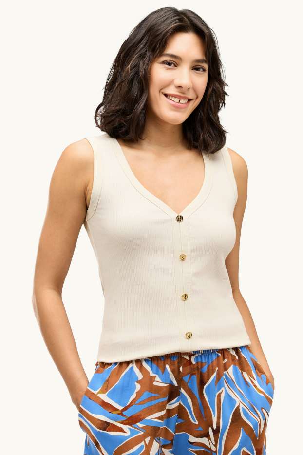 Femei - Top - reiat - alb-crem