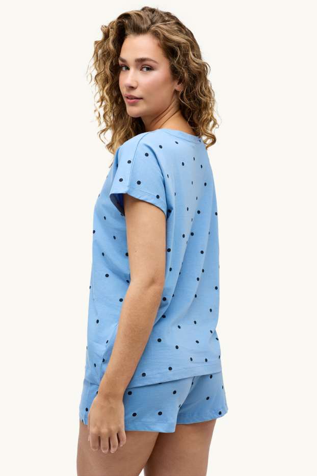 Damen - Shorty-Pyjama - gepunktet - blau