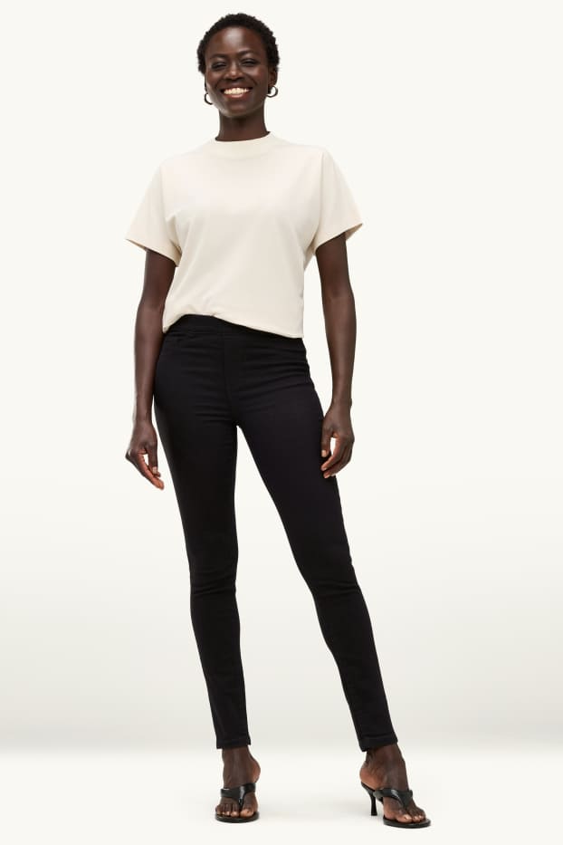 Dámské - Jegging jeans - mid waist - černá