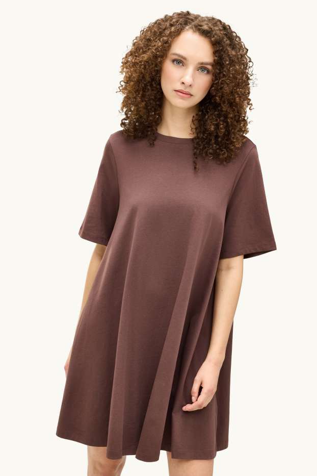 Dames - T-shirt-jurk - bruin