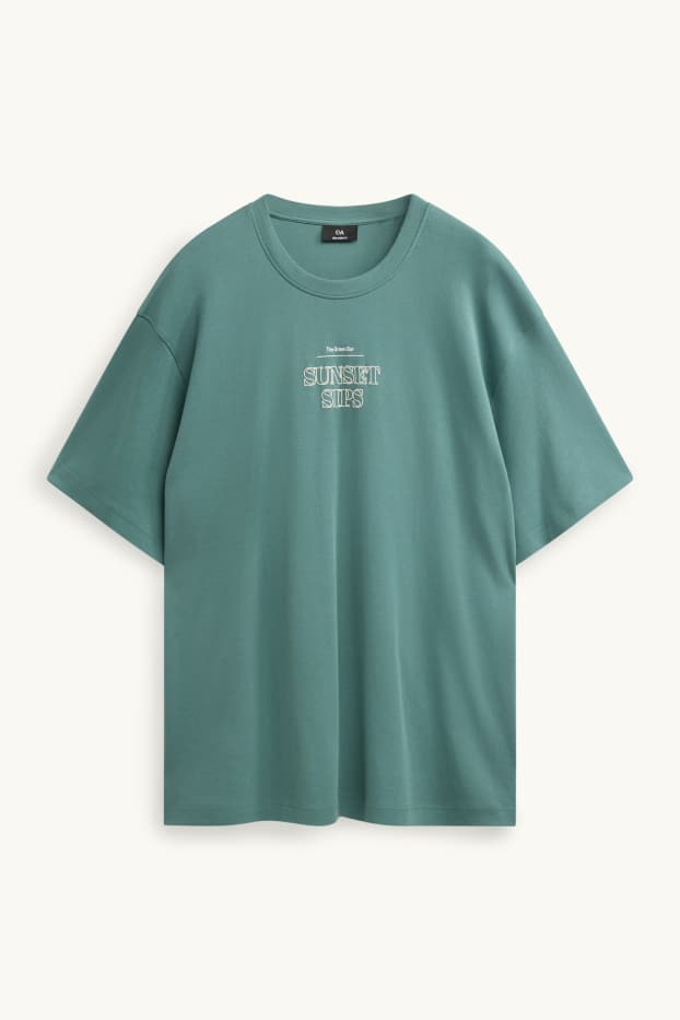 Heren - T-shirt - relaxed fit - petrol