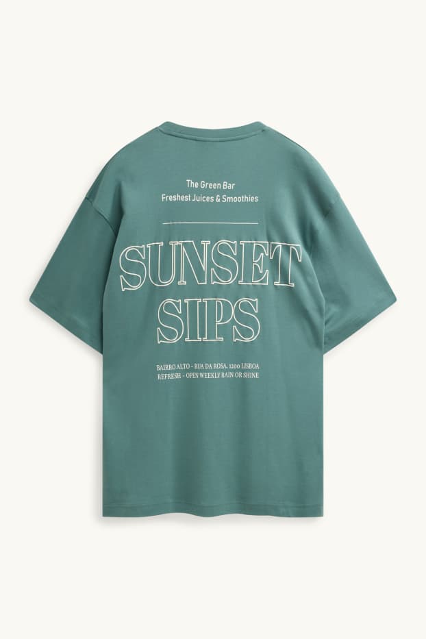Heren - T-shirt - relaxed fit - petrol