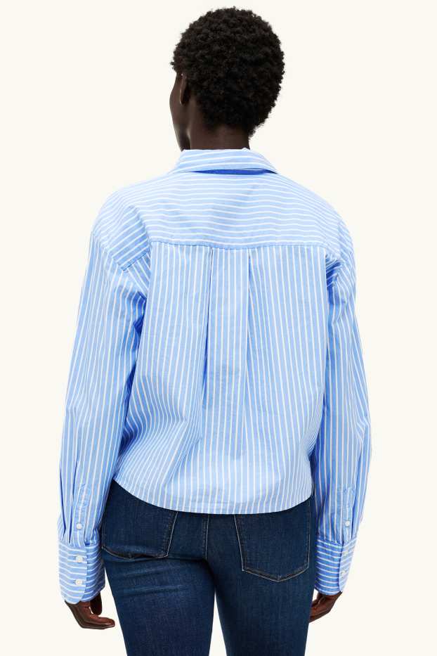 Damen - Bluse - gestreift - blau / weiß