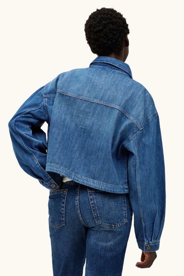 Dona - Caçadora texana crop - texà blau fosc