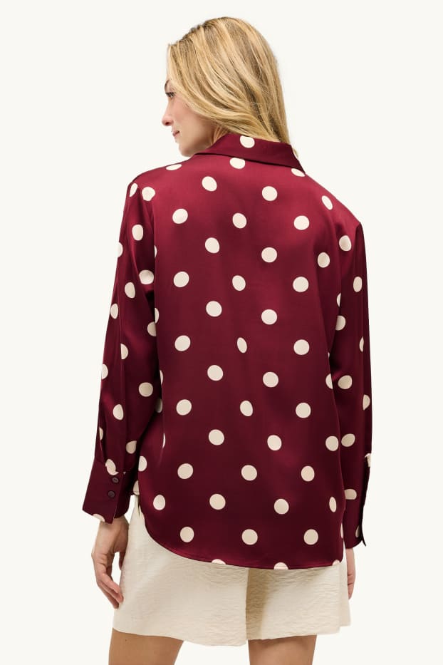 Donna - Blusa in raso - pois - bordeaux