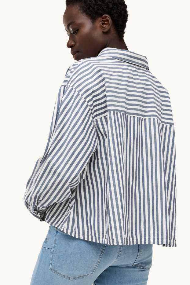 Dames - Blouse - gestreept - blauw / wit