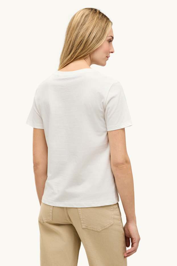 Dona - Samarreta de mànigues curtes - regular fit - efecte brillant - blanc