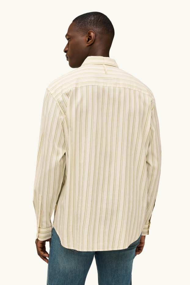 Uomo - Camicia - relaxed fit - collo all'italiana - a righe - beige