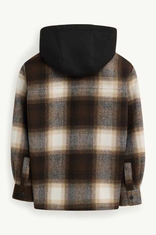 Children Boys - Flannel jacket with hood - brown