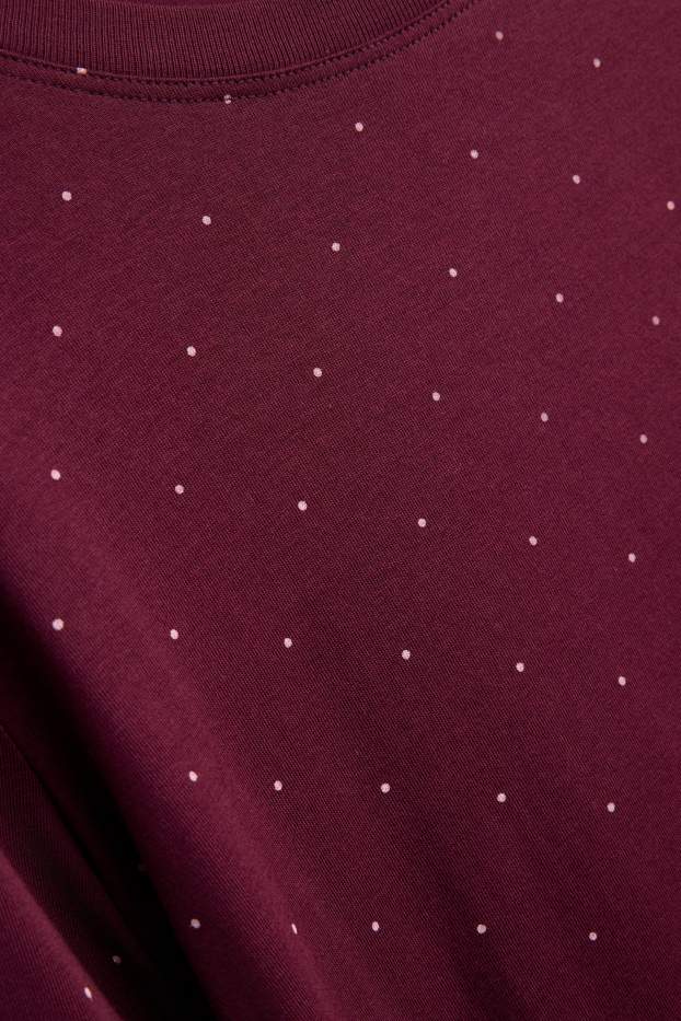 Dona - Camisa de dormir - de piquets - vermell fosc