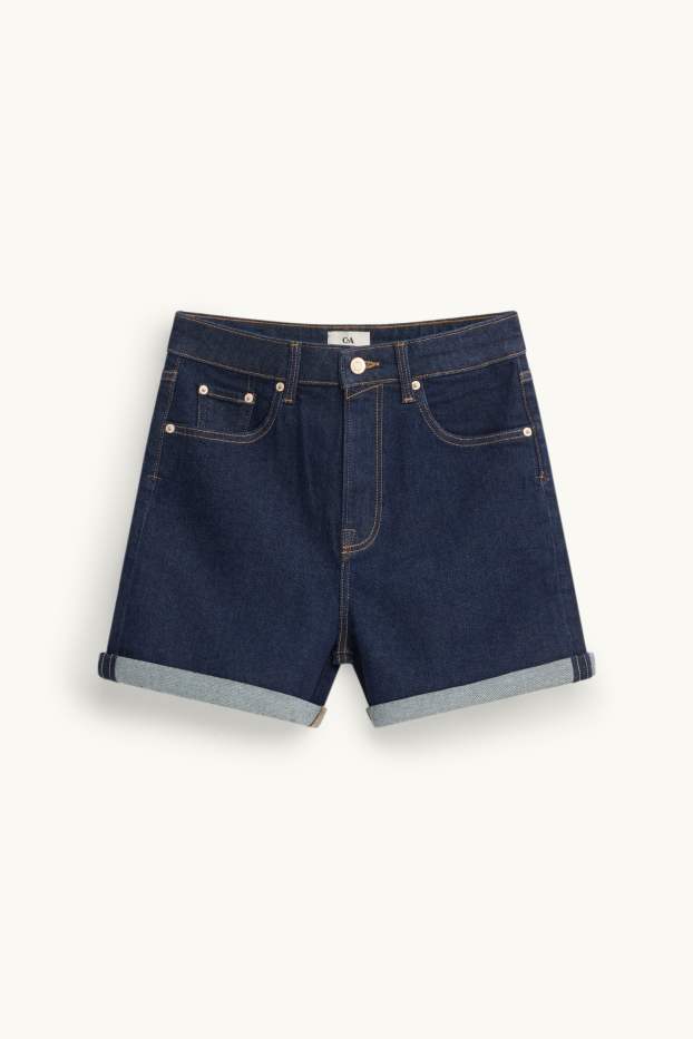 Dames - Mom short - high waist - jeansblauw