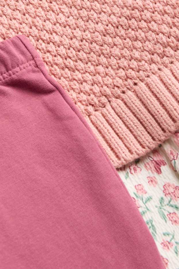 Nena - Conjunt - top de punt, brusa i leggings acampanats - 3 peces - fúcsia/rosa