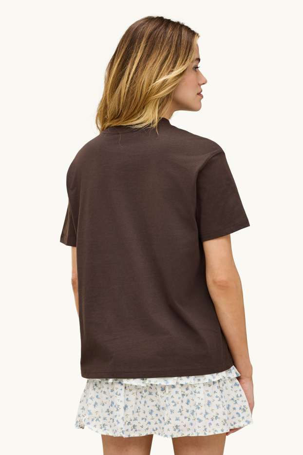 Dames - T-shirt - oversized - bruin
