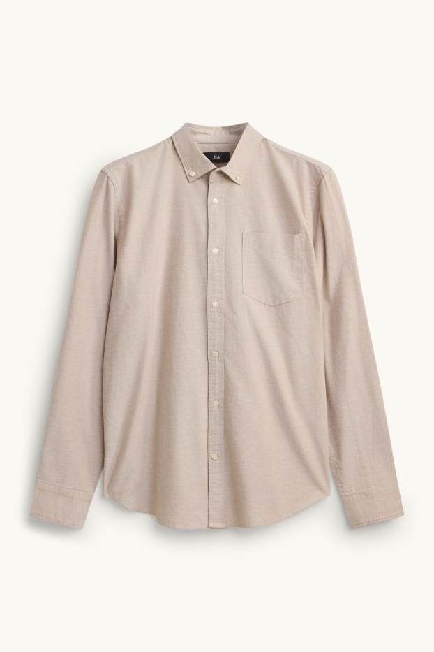 Herren - Hemd - Regular Fit - Button-down - beige