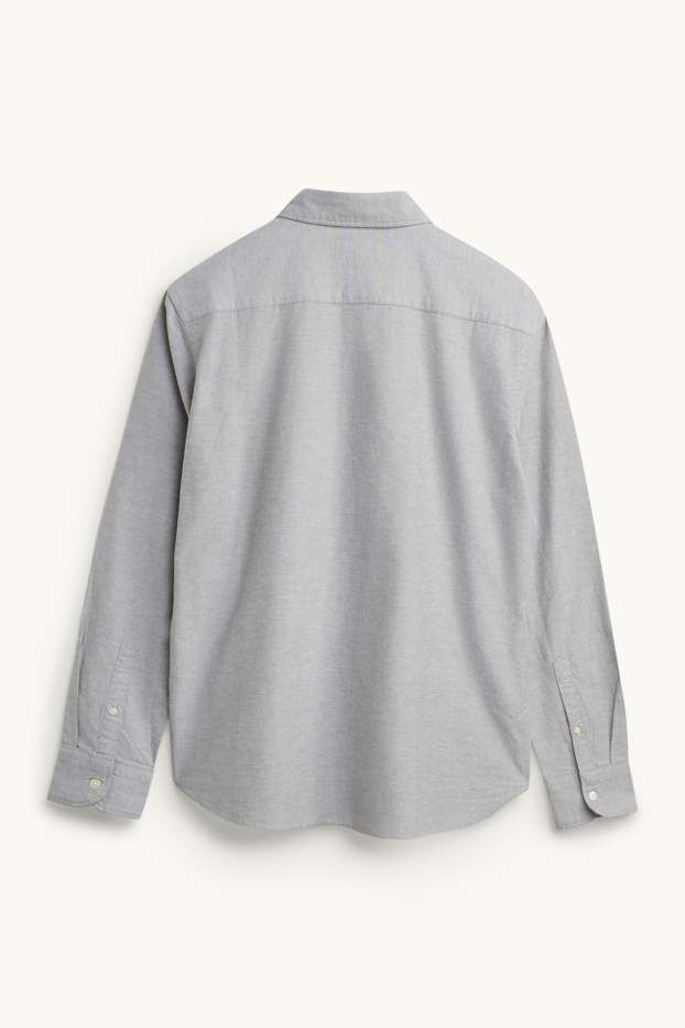 Herren - Hemd - Regular Fit - Button-down - hellgrau