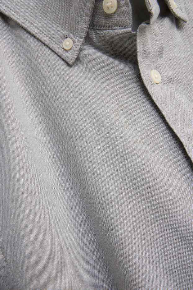 Herren - Hemd - Regular Fit - Button-down - hellgrau