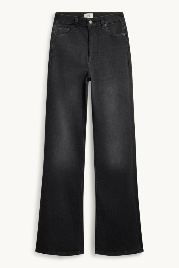 Donna - Jeans svasati - vita alta - nero