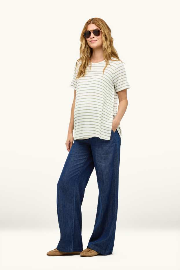 Damen - Umstandshose - Wide Leg - Jeans-Look - dunkeljeansblau