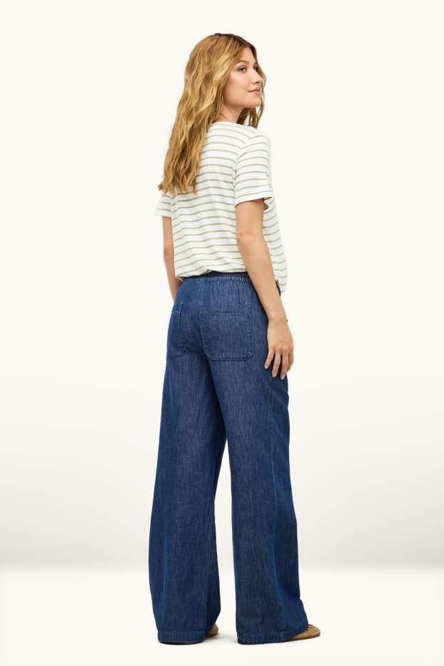 Damen - Umstandshose - Wide Leg - Jeans-Look - dunkeljeansblau