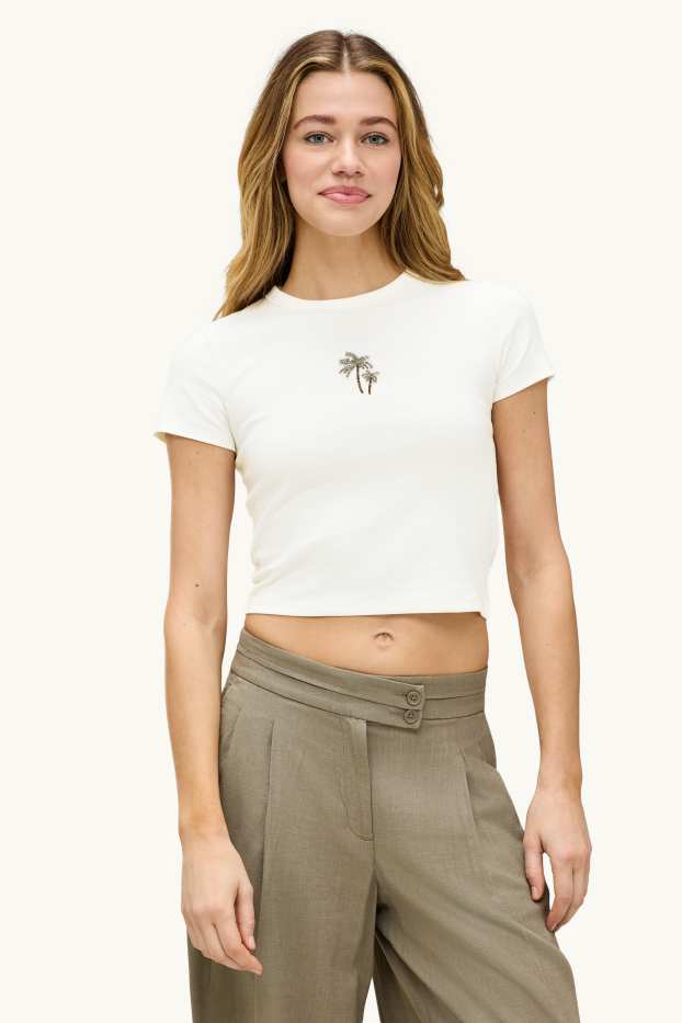 Women - T-shirt - slim fit - white