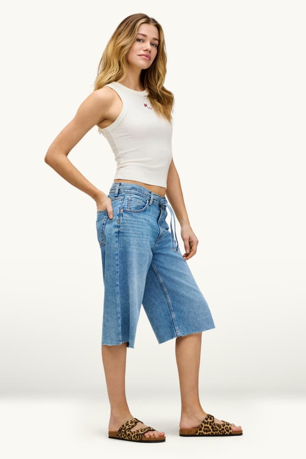 Damen - Jorts - Low Waist - Relaxed Fit - jeansblau