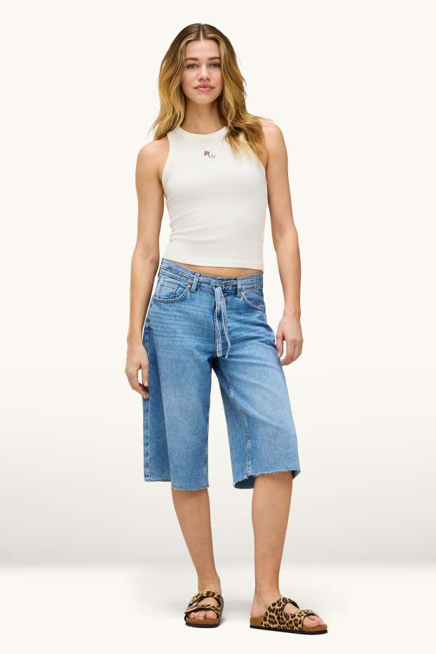 Damen - Jorts - Low Waist - Relaxed Fit - jeansblau