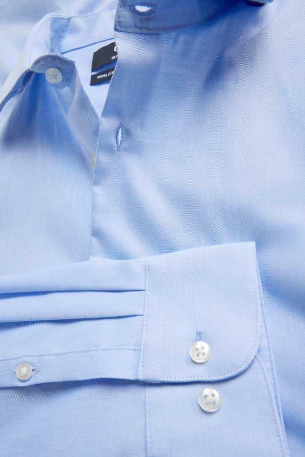 Herren - Businesshemd - Slim Fit - Cutaway - bügelleicht - blau