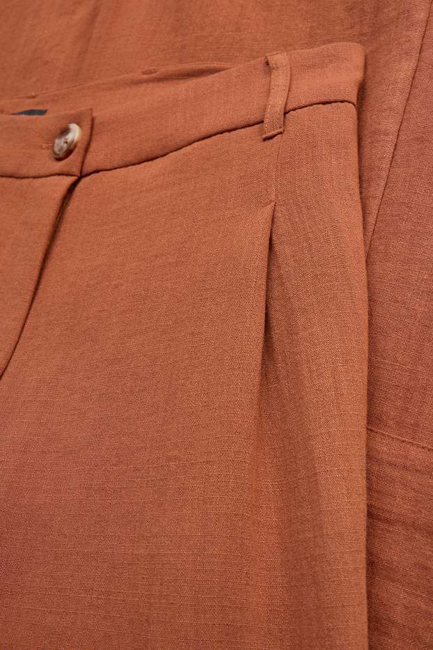 Women - Cargo trousers - high waist - wide leg - orange