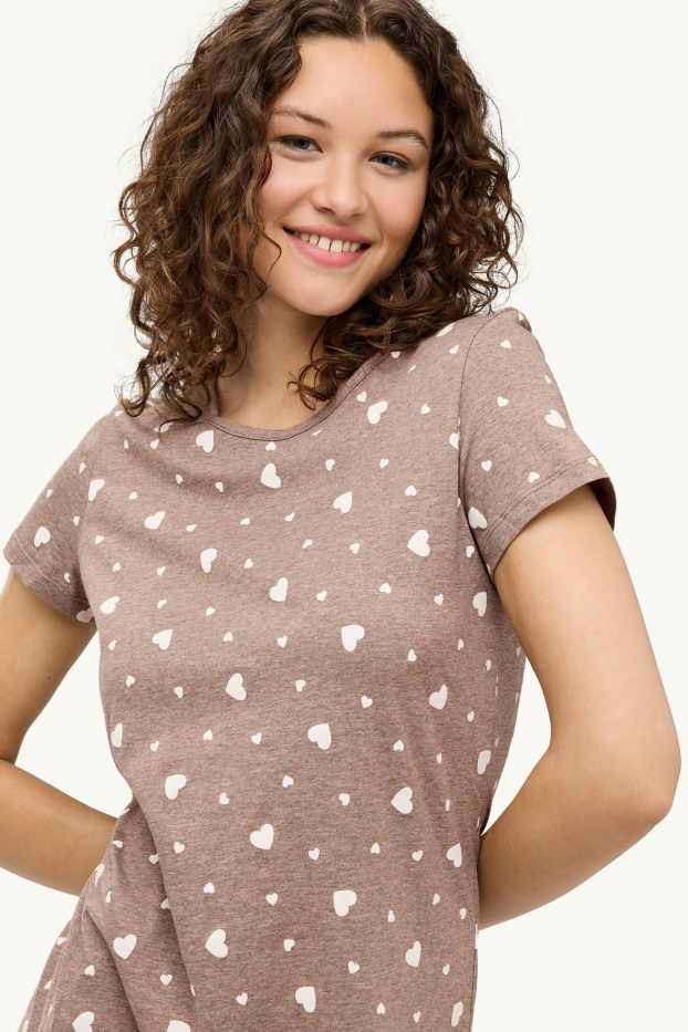 Dames - Nachthemd - met patroon - bruin